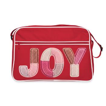 Lettrage en tissu rose patchwork Joy fait main - Sac Retro - rouge/blanc - Devant
