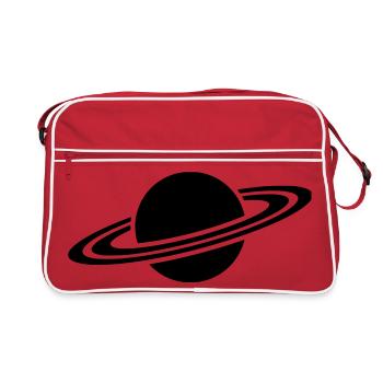 Saturn Planet Ring Silhouette - Retro Bag - red/white - Front