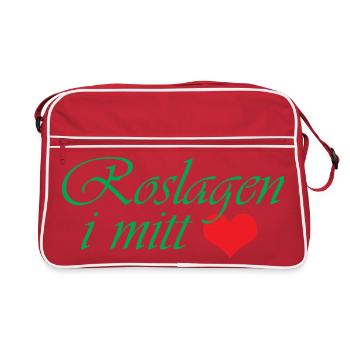 Roslagen in the middle – coastal romance in green - Retro Bag - red/white - Front
