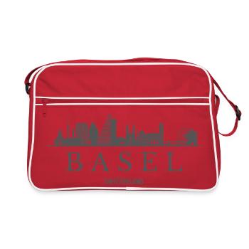 Basel Switzerland, Basel skyline - Retro Bag - red/white - Front