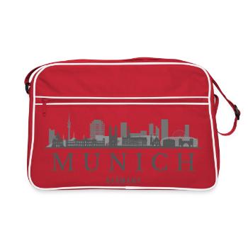 München, Deutschland, Münchner Skyline - Retro Tasche - Rot/Weiß - Vorne