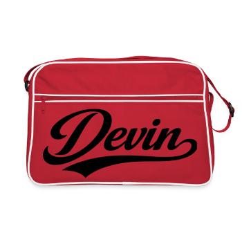 Devin name first last family gifts  - Retro Bag - red/white - Front