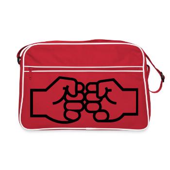 Faust Check Fistbump Hände Outline - Retro Tasche - Rot/Weiß - Vorne