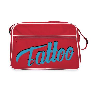 Écriture de tatouage en sarcelle-ci - Sac Retro - rouge/blanc - Devant