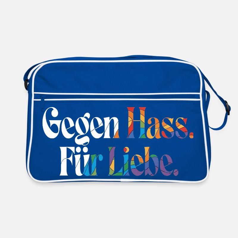 Liebe statt Hass Spruch Positivity Statement Retro Tasche
