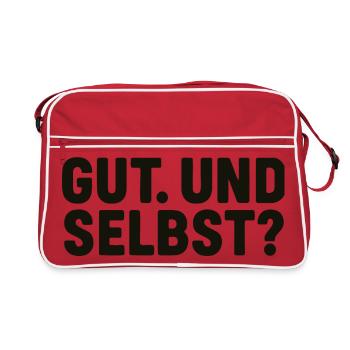 GUT. UND SELBST? Typografie-Frage - Retro Tasche - Rot/Weiß - Vorne