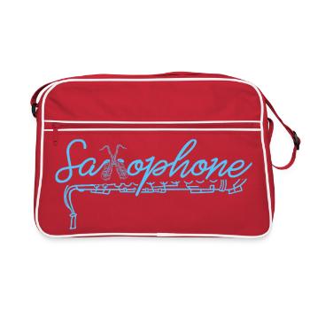 Saxophon-Wortkunst-Jazz-Skript - Retro Tasche - Rot/Weiß - Vorne