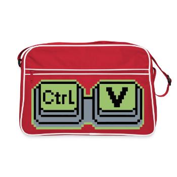 Ctrl C Ctrl V Parent Enfant Geek Famille Humour - Sac Retro - rouge/blanc - Devant