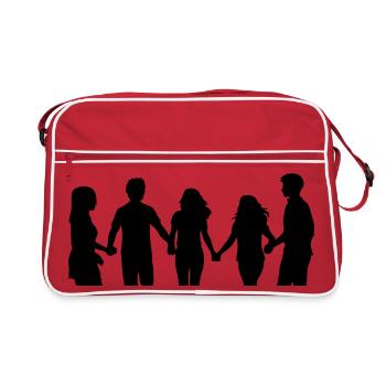 People Group Silhouette Friends Team Together - Retro Bag - red/white - Front