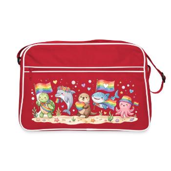 Mois de la fierté LGBTQ - Rainbow Aninals - Sac Retro - rouge/blanc - Devant