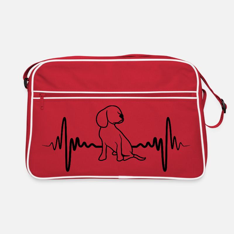 Hundewelpe EKG Herzlinie Retro Tasche