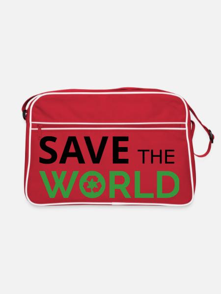 Sauvez le monde - Sac Retro - rouge/blanc - Devant