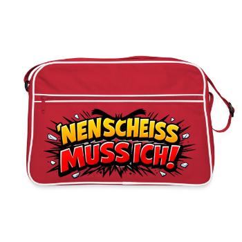 Nen Scheiss Muss Ich - Retro Tasche - Rot/Weiß - Vorne