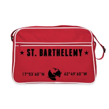 St Barthelemy Caribbean Coordinates Globe - Retro Bag - red/white - Front