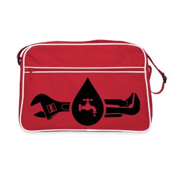 Logo Eau de l’outil de plombier - Sac Retro - rouge/blanc - Devant