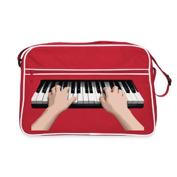 Hands on Piano Keys - Retro Bag - red/white - Front