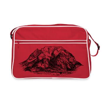 Silhouette de la montagne Grimming Ennstal | Classiques alpins - Sac Retro - rouge/blanc - Devant