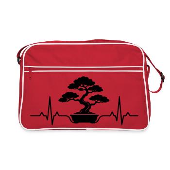 Japanese Bonsai Tree Plant Heartbeat Bonsai - Retro Bag - red/white - Front