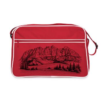 Silhouette Wilder Kaiser | Kaisergebirge Design | - Sac Retro - rouge/blanc - Devant