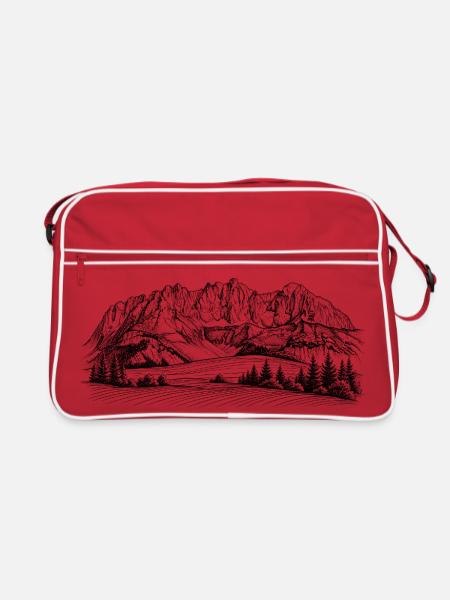 Wilder Kaiser Silhouette | Kaisergebirge Design | - Retro Bag - red/white - Front