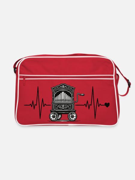 Barrel Organ Heartbeat – For Real Hurdy-Gurdy Fans - Retro Bag - red/white - Front
