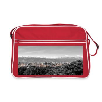 City panorama with mountains - Retro Bag - red/white - Front