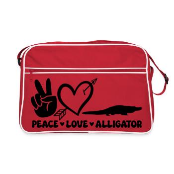 Peace Love Alligator – Design drôle de reptile - Sac Retro - rouge/blanc - Devant