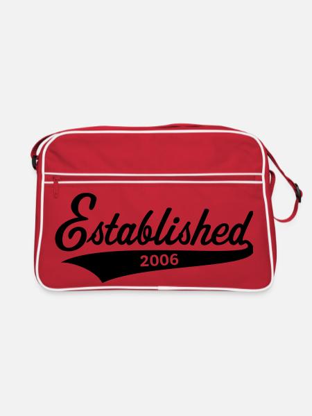 Established 2006 (Year of Birth, Birthday / Black) - Retro Bag - red/white - Front