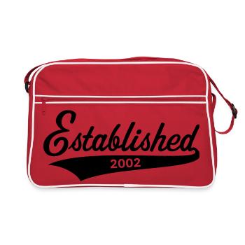 Established 2002 (Geburtsjahr, Geburtstag / Black) - Retro Tasche - Rot/Weiß - Vorne
