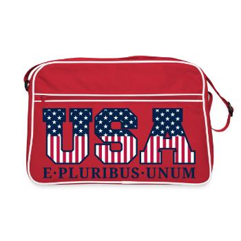 College USA Red White Blue Stars And Stripes Motto - Retro Tasche - Rot/Weiß - Vorne
