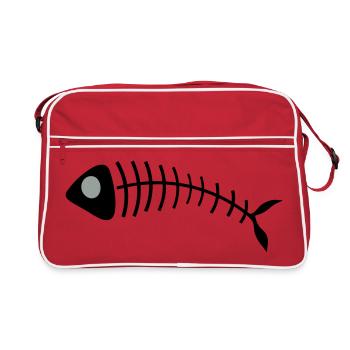 Stilisierte Fischgräten Illustration - Retro Tasche - Rot/Weiß - Vorne