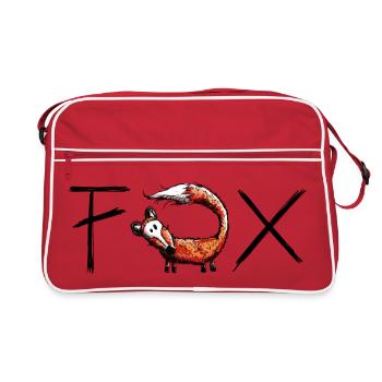 Fuchs Schriftzug - Füchse - Wildtier - Raubtier - Retro Tasche - Rot/Weiß - Vorne