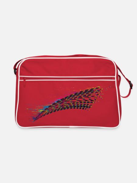 coloré voiture pneu bande de roulement frein piste graffiti - Sac Retro - rouge/blanc - Devant