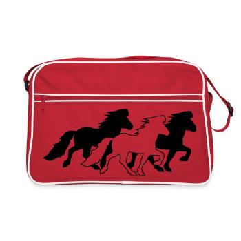 3 nobles chevaux islandais à tölt - Sac Retro - rouge/blanc - Devant