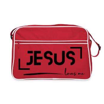 Jesus liebt mich - Retro Tasche - Rot/Weiß - Vorne