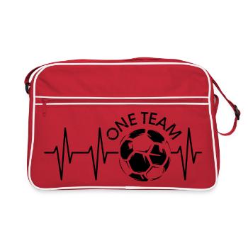 puls ball Herzschlag Fußball one team Verein icon - Retro Tasche - Rot/Weiß - Vorne