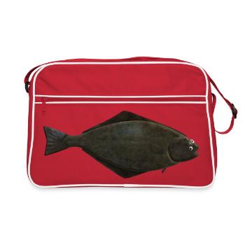 Heilbutt Natur für Angler in Norwegen oder Island - Retro Tasche - Rot/Weiß - Vorne