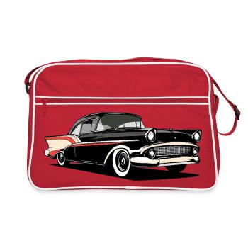 Retro Auto Illustration - Retro Tasche - Rot/Weiß - Vorne