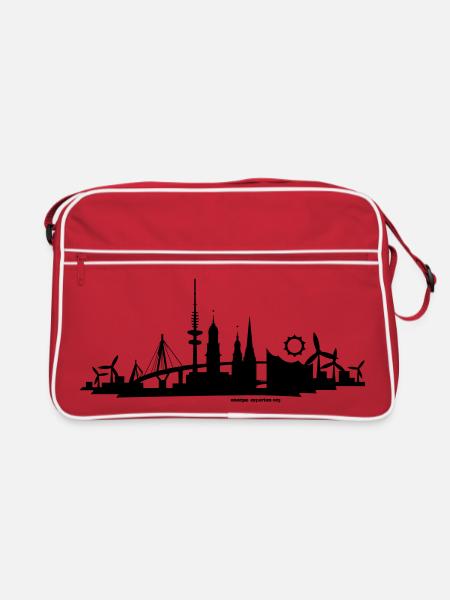Skyline "Hamburg" - Retro Tasche - Rot/Weiß - Vorne