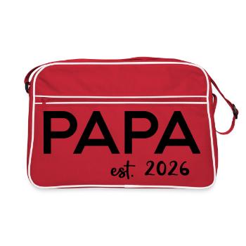 Papa Est. 2026 Père depuis 2026 Futur papa 2026 - Sac Retro - rouge/blanc - Devant