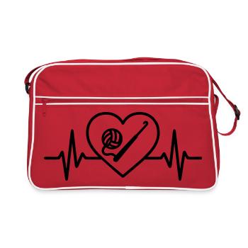 Crochet heart – love for needlework - Retro Bag - red/white - Front
