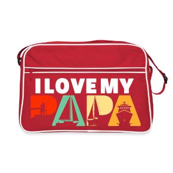 I Love My Papa Boating Fishing Sailing Retro Gift - Retro Bag - red/white - Front