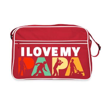 J’adore mon emploi industriel de Papa Ouvrier de l’Acier - Sac Retro - rouge/blanc - Devant
