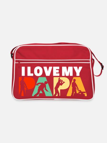 J’adore mon emploi industriel de Papa Ouvrier de l’Acier - Sac Retro - rouge/blanc - Devant