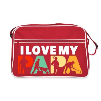 Ich liebe die landwirtschaftliche Gartenarbeit meines Papa Farmer - Retro Tasche - Rot/Weiß - Vorne