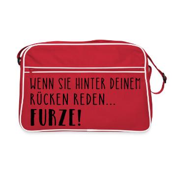 Wenn sie hinter deinem Rücken reden... - Retro Tasche - Rot/Weiß - Vorne