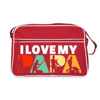 Bauarbeiter Papa Handwerker Baukunst - Retro Tasche - Rot/Weiß - Vorne