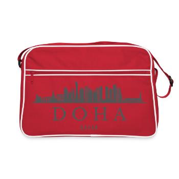 Doha Skyline, Doha Qatar - Sac Retro - rouge/blanc - Devant