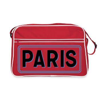 Paris in Linear Blue Silhouette - Retro Bag - red/white - Front