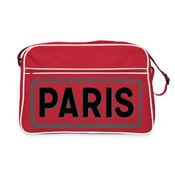 Pariser Vintage-Straßenschild - Retro Tasche - Rot/Weiß - Vorne
